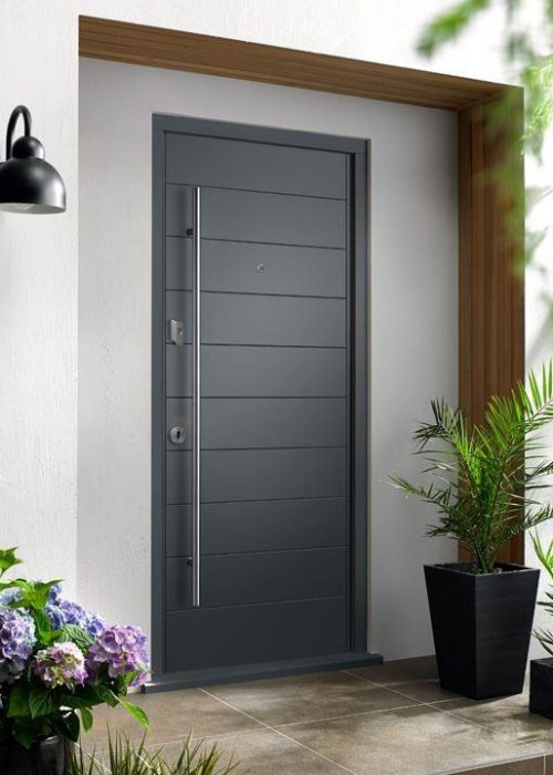 Modern grey wooden door