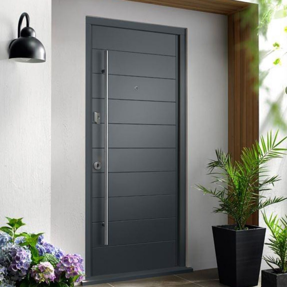 Modern grey wooden door
